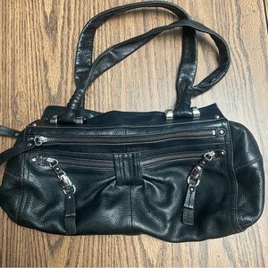 B Markowsky genuine leather pebbled black shoulder bag.